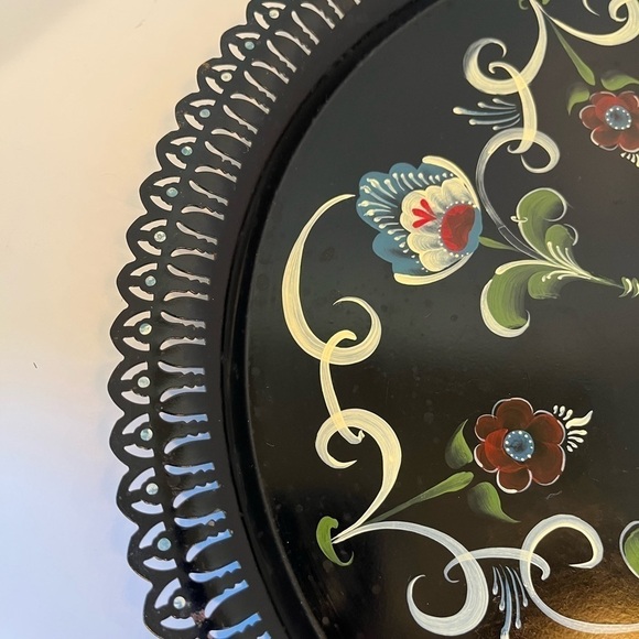 Vintage Métal Hand-painted Floral Tray - Picture 5 of 8